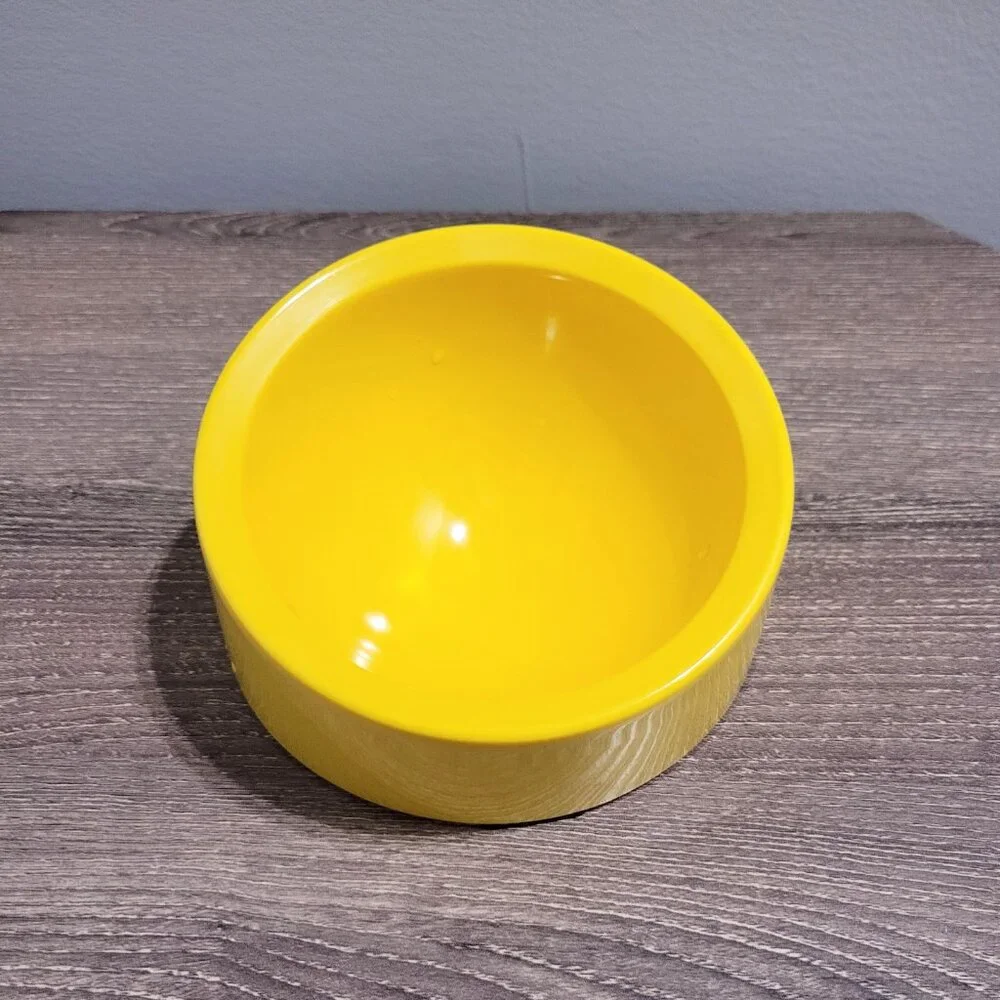 Yellow Slanted Dog Bowl, Non-Skid & Non-Spill, Small